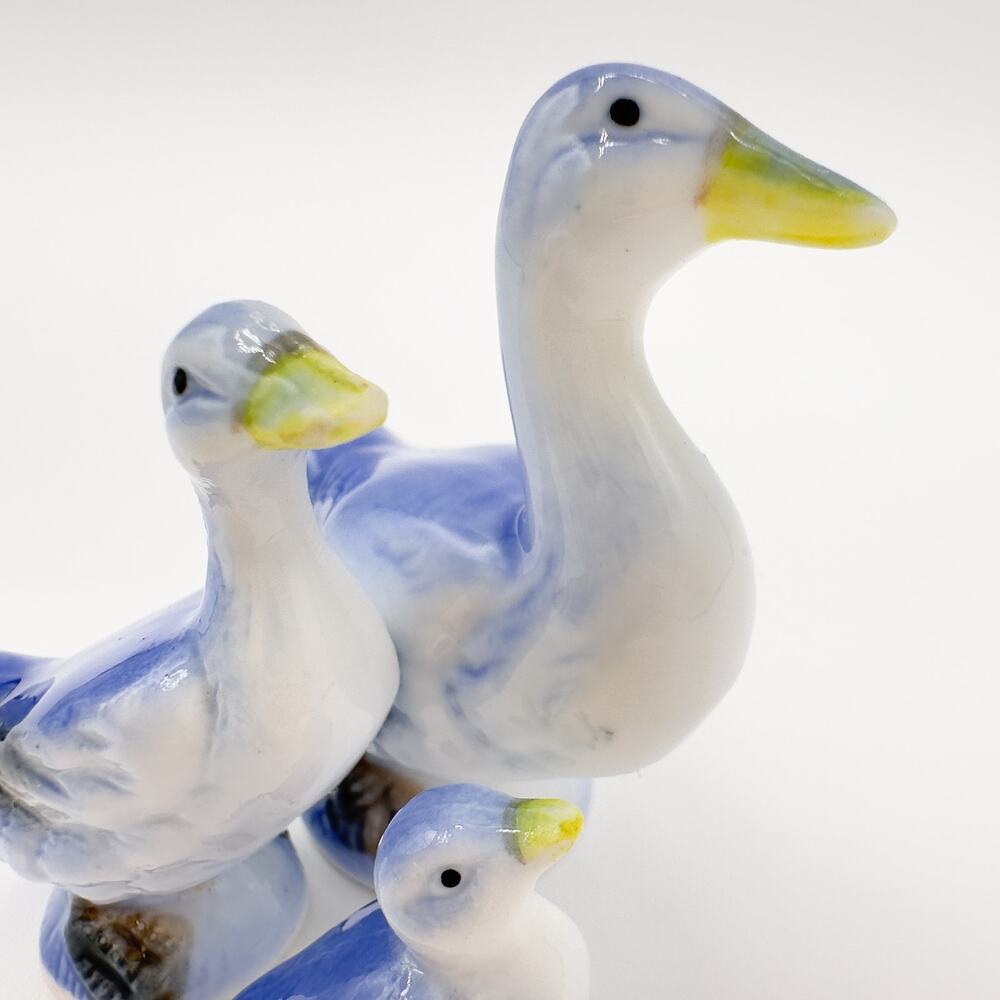 Mini Bone China Duck Family Figurines Porcelain Blue Ducks Geese Hand Painted - Picture 4 of 13